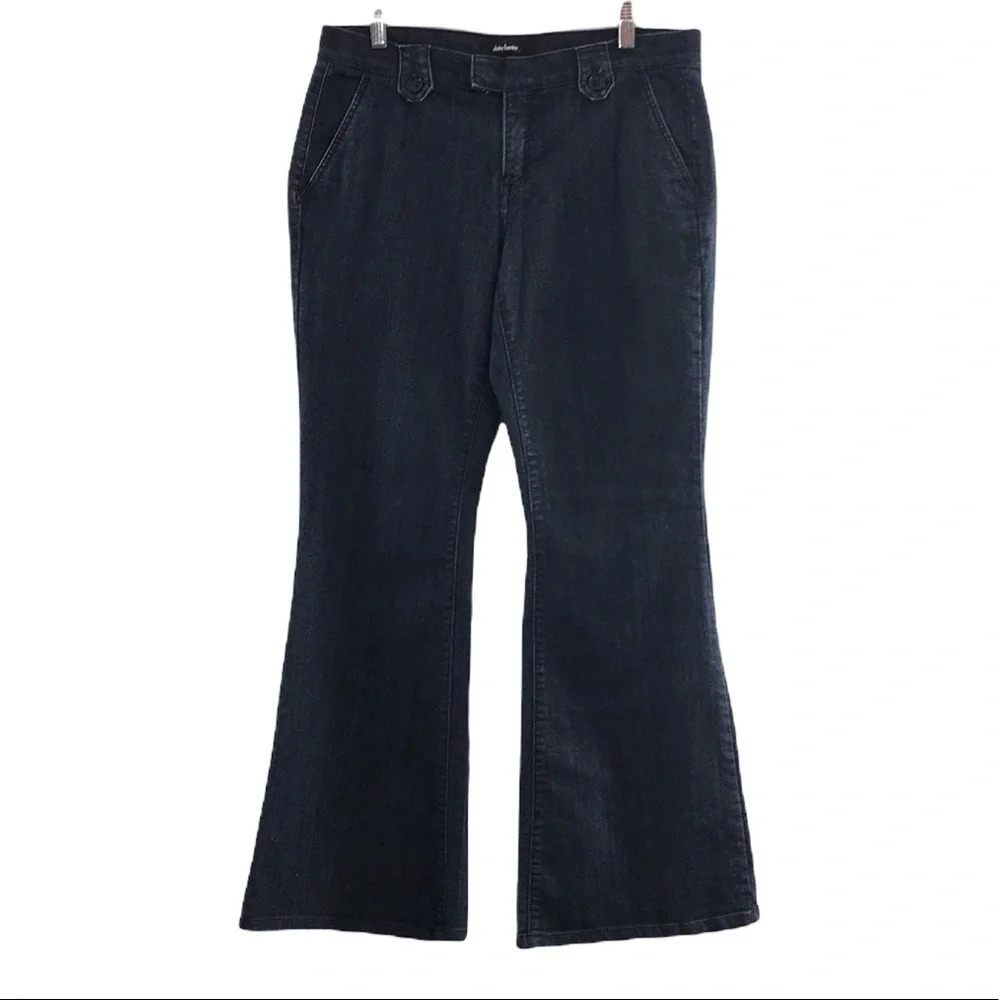 Daisy Fuentes Flare Jeans Womens 10 Raw Rinse Dark Wash Trousers‎ Wide Leg
